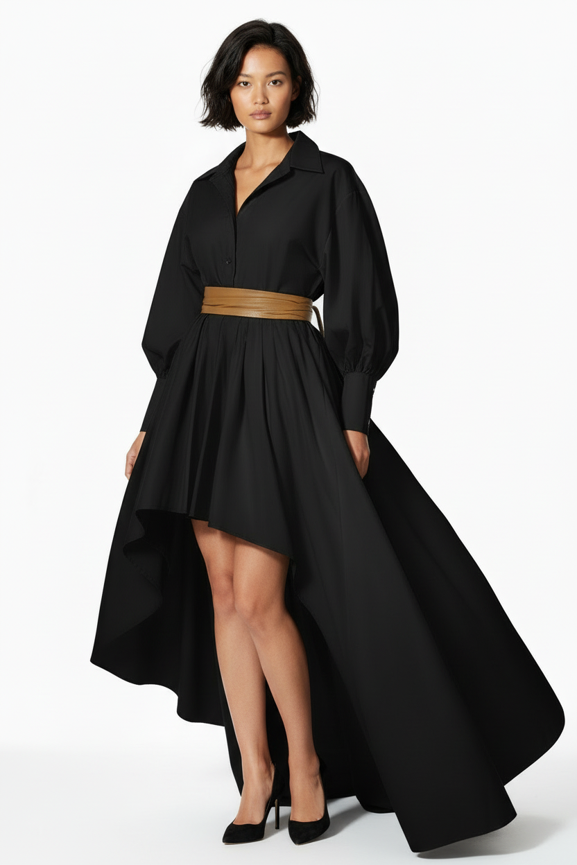 Black Zaria High-Low Dress on Model