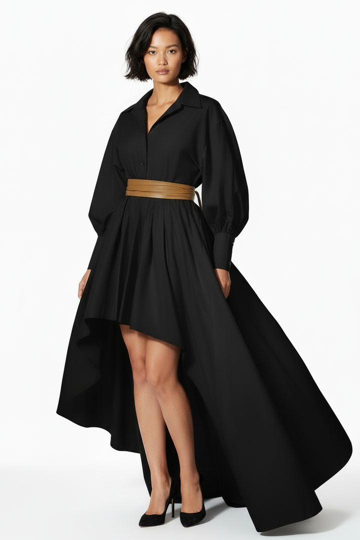Black Zaria High-Low Dress on Model