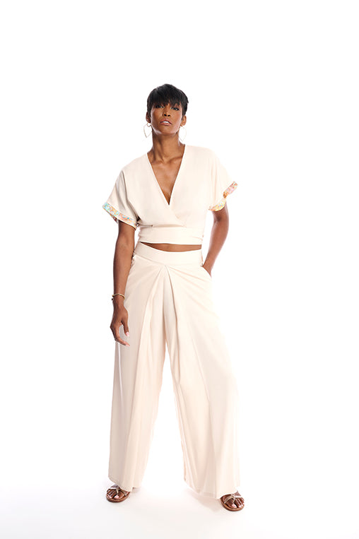 Cupro Pleated Palazzo Pant