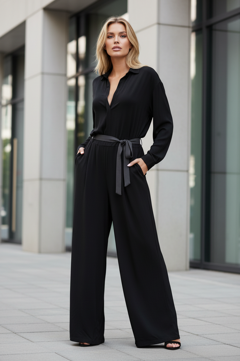 Everybody Jumpsuit – Blonde Model, Architectural Outdoor Setting
