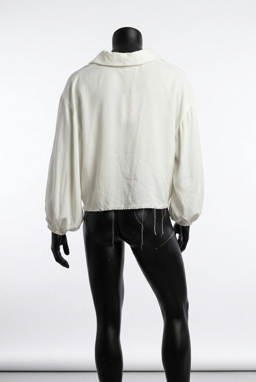 Weekend Cropped Shirt rear view on white