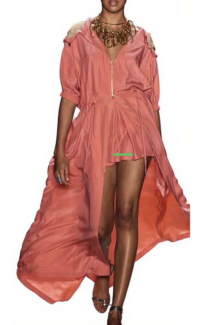 Coral Silk Dress