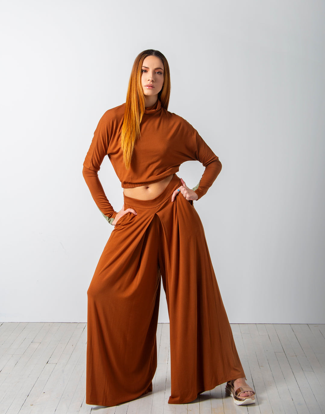 Bamboo Pleated Palazzo Pant